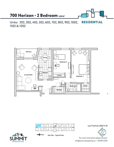 Floor plan 2 bedroom 2 Bed 1 Bath 2