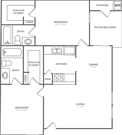 Two Bedroom Two Bath (873 SF) Two Bedroom Two Bath (873 SF)