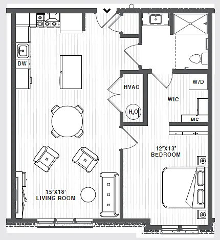 Floor plan 1 Bedroom, 1 Bathroom