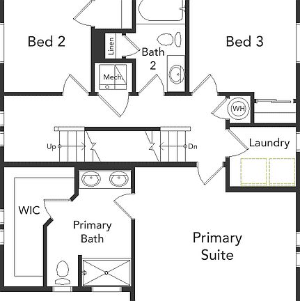 Rendering of Suffolk floorplan, 2nd floor