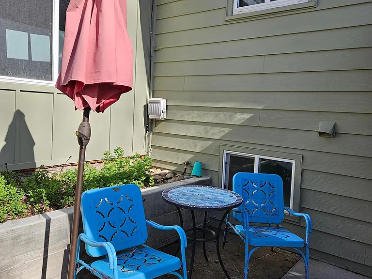 Small Patio with seating area.