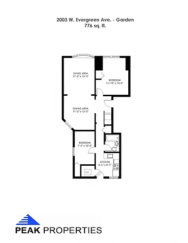 Floor plan 2 Bedroom - 1 Bathroom