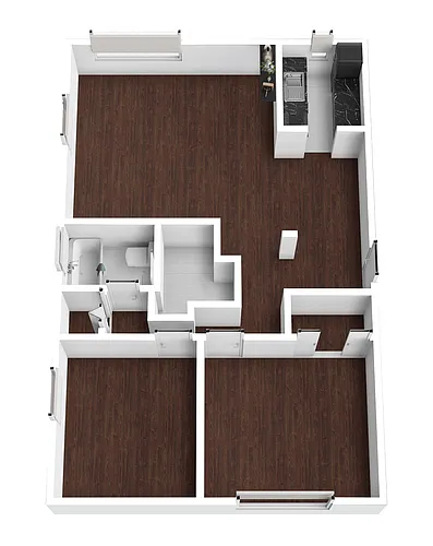 Floor plan Two Bedroom One Bath