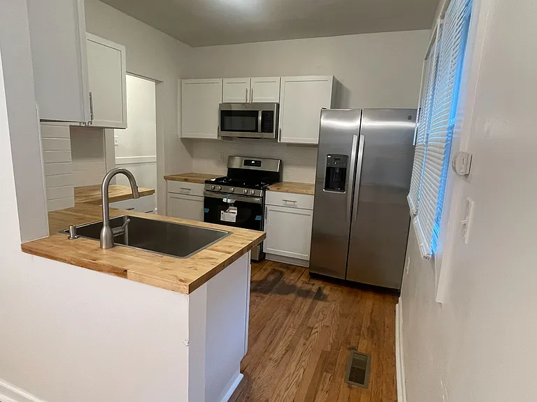 Kitchen with stainless steel appliances