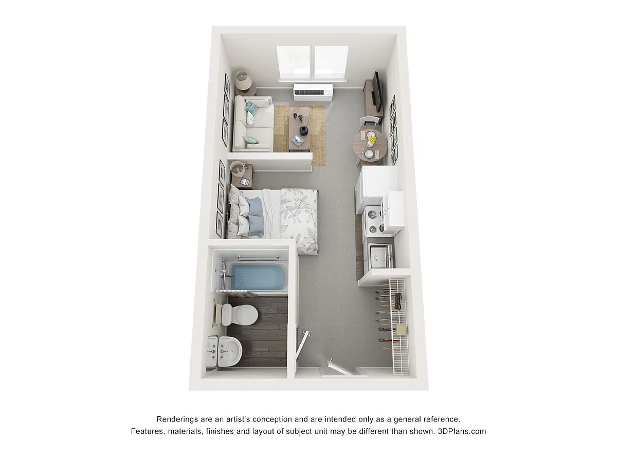 Floor plan 0BD, 1BTH A20