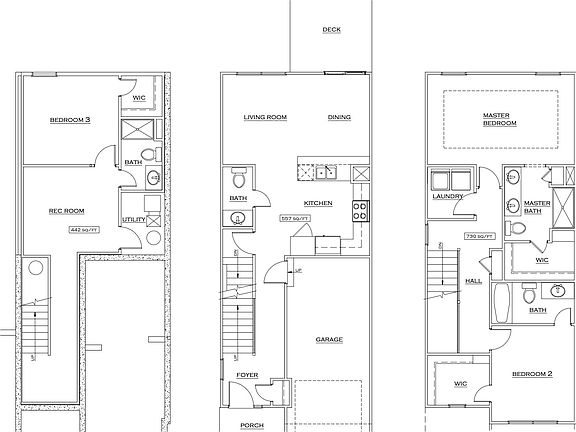 3 Bedroom, 3.5 bathroom Floor Plan