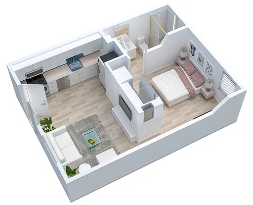 Floor plan 2nd Floor - 1 Bed 1 Bath