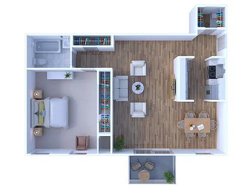 Floor plan 1BR - 1BTH Upgraded