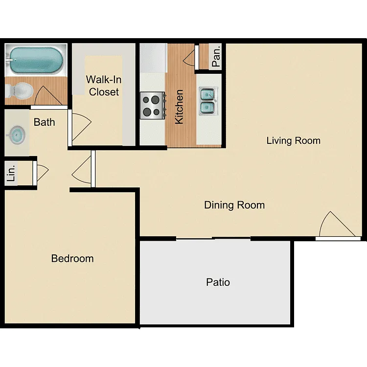Floor plan 1 Bed 1 Bath