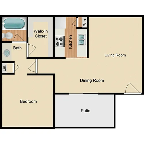 Floor plan 1 Bed 1 Bath