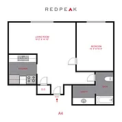 Floor plan 1 Bed 1 Bath A4