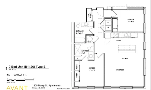 Floor plan Unit 202 B1120 Corner Unit
