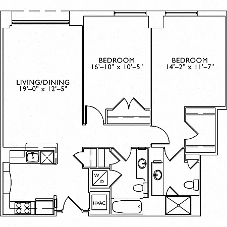 Floor plan 2 Bedroom 2 Bathroom