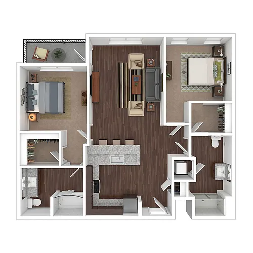 Floor plan 2 Bed 2 Bath (80% AMI)