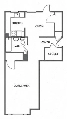 Floor plan Jr. 1 Bed, 1 Bath