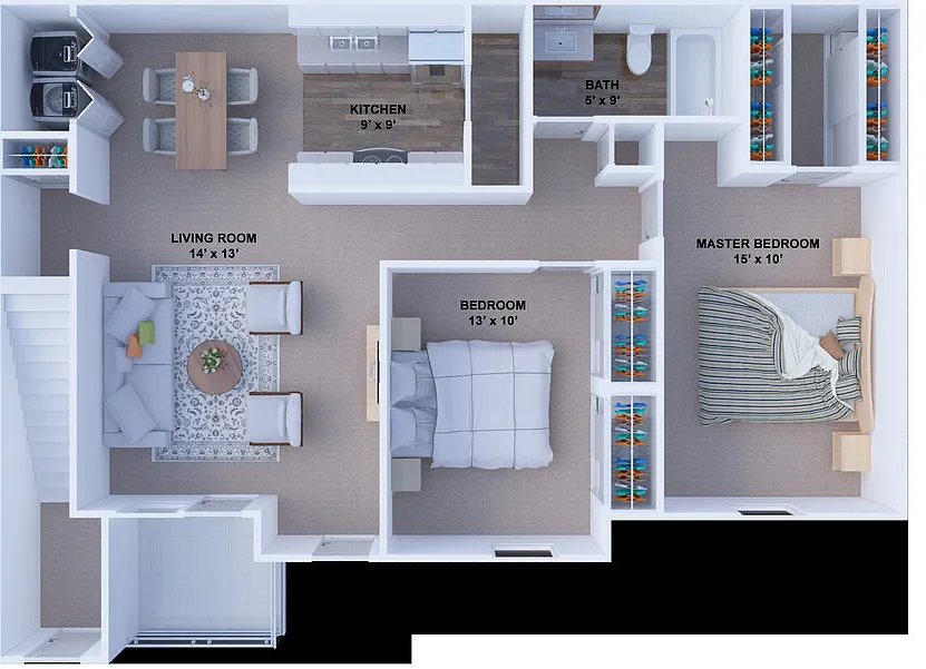 Floor plan 2 Bedroom 1 Bath