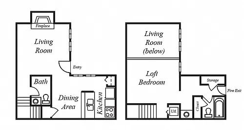Floor plan 1 Bedroom, 1.5 Bathrooms A3S