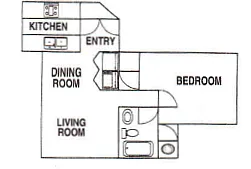 Floor plan 1 Bedroom, 1 Bath Standard