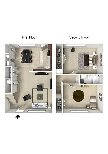 Floor plan 2 Bedroom 1.5 Baths