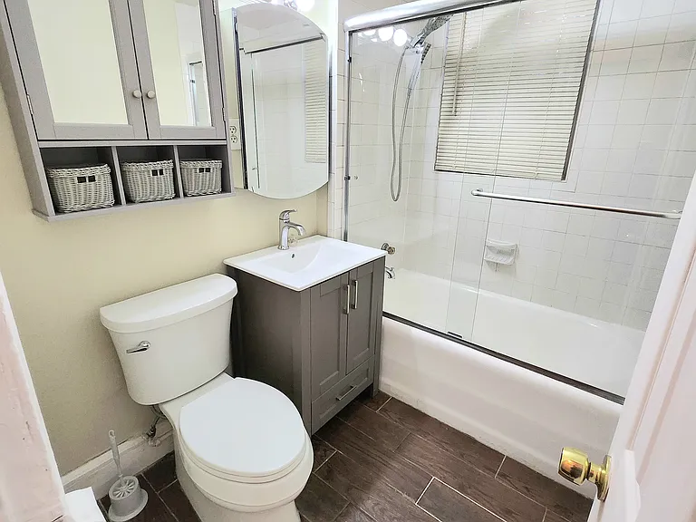 Freshly Renovated Bathroom with ceramic flooring