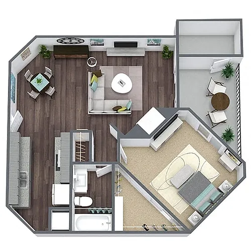 Floor plan A1: 1 Bed 1 Bath