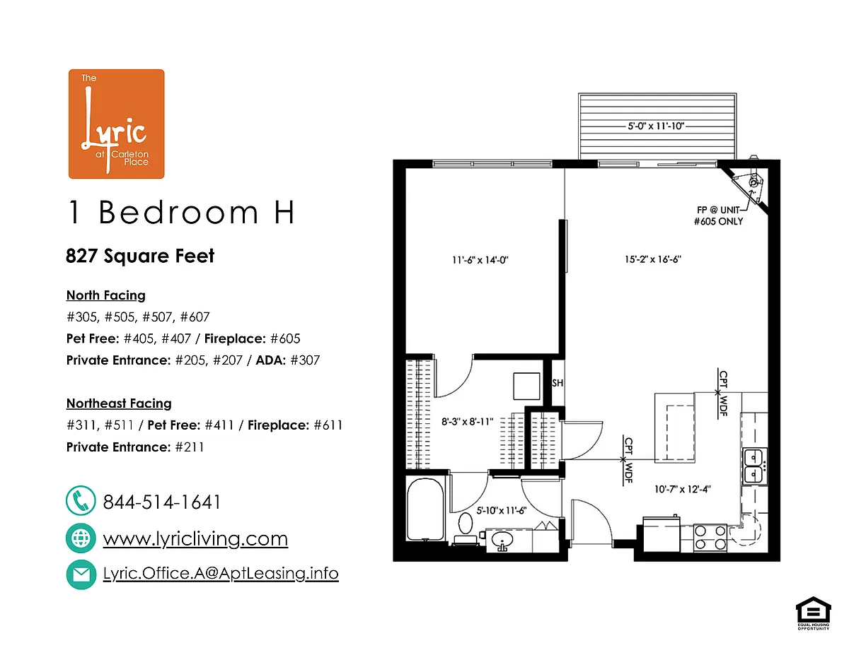 Floor plan 1 Bedroom H