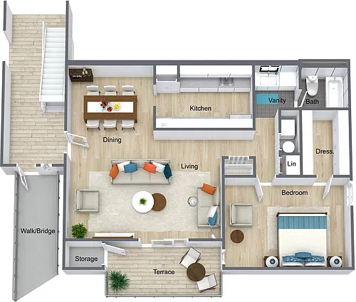 Floor plan 1 bedroom - 1 Bathroom Apartment