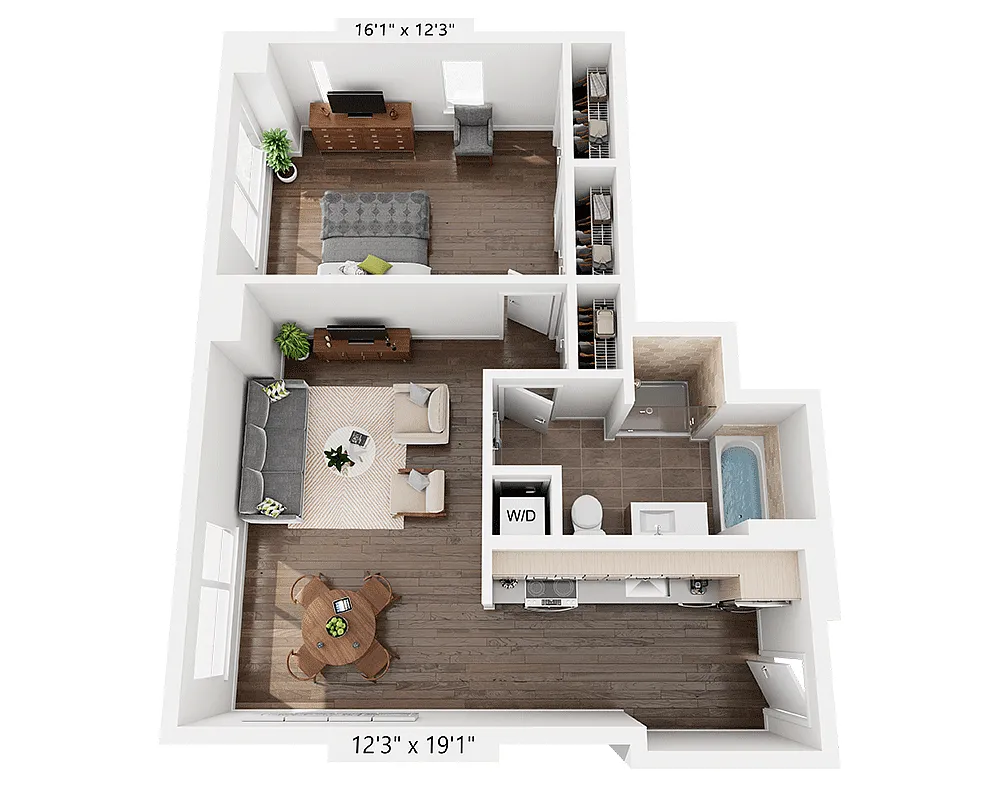 Floor plan One Bedroom A1CC