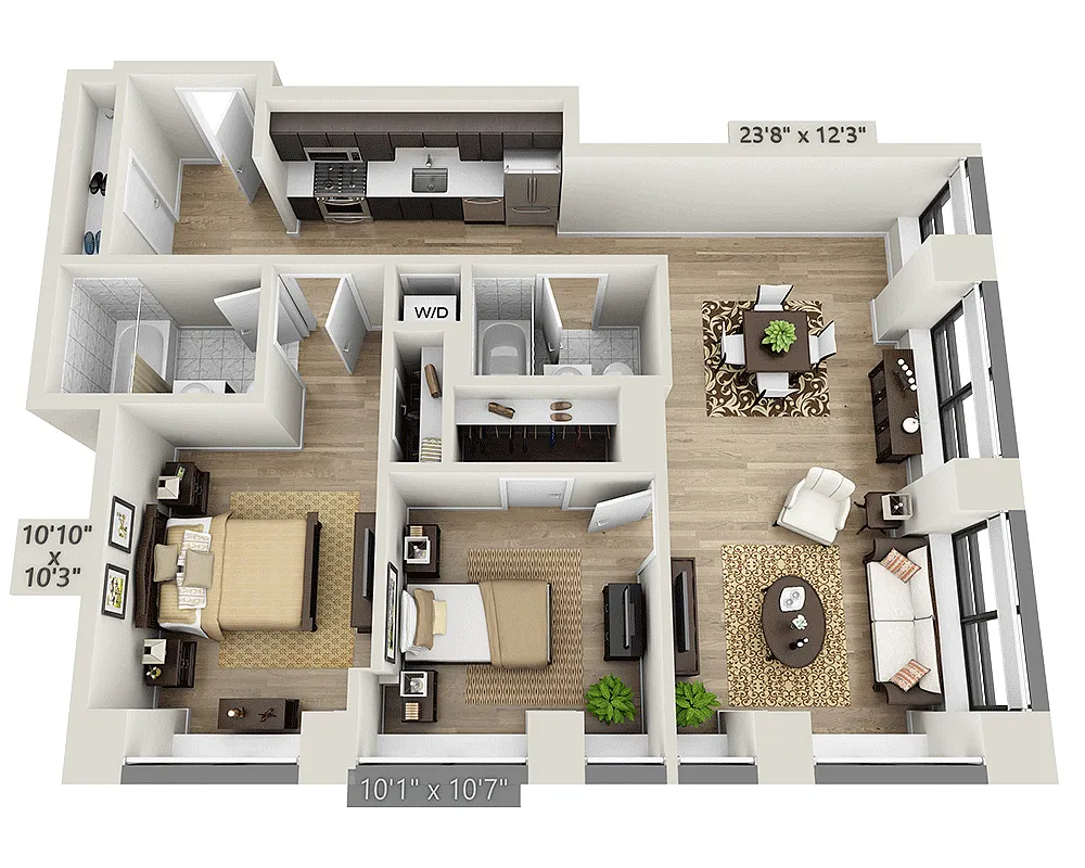 Floor plan Two Bedroom B2A