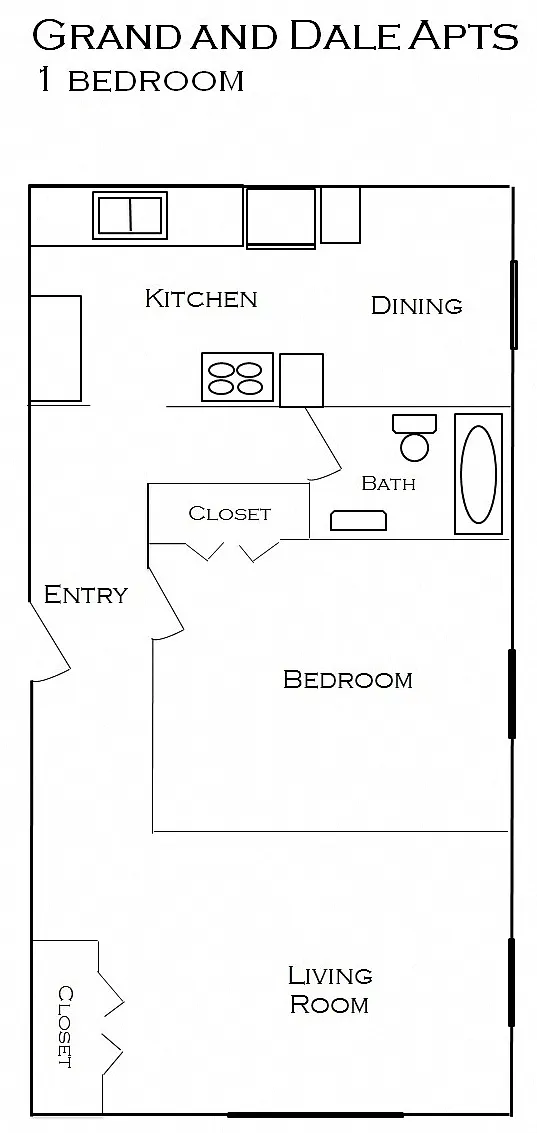 Floor plan Updated 1 Bedroom 1 Bath