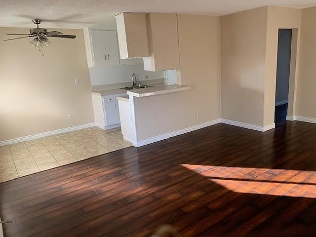 living room, dinette, and kitchen