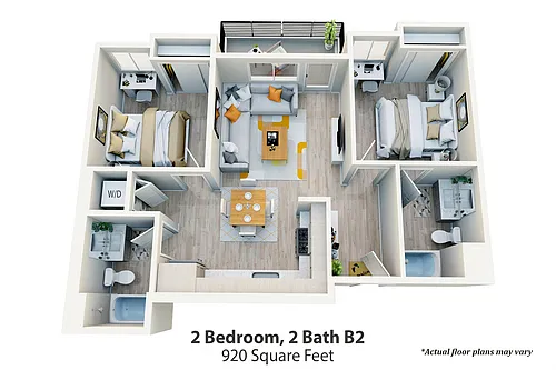 Floor plan 2 Bed, 2 Bath B2