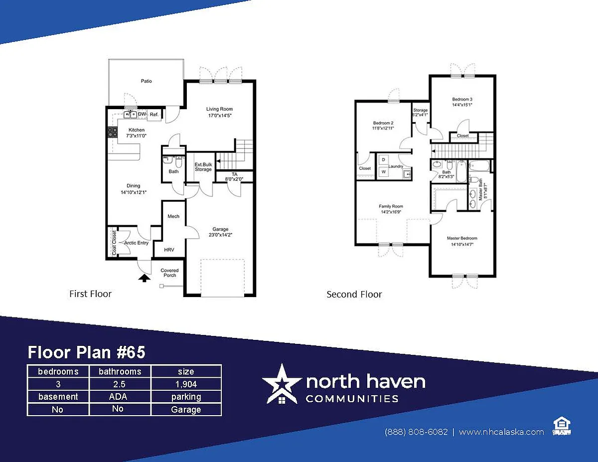 Floor plan Three Bedroom Home with Garage