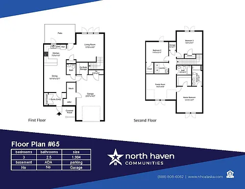Floor plan Three Bedroom Home with Garage
