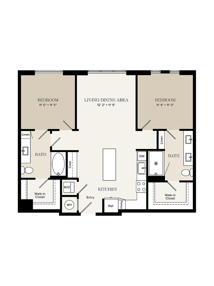 Floor plan 2 Bed/2 Bath-B1 ALT