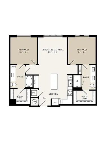Floor plan 2 Bed/2 Bath-B1 ALT
