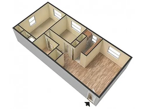 Floor plan 2BR/1BA The Hampton