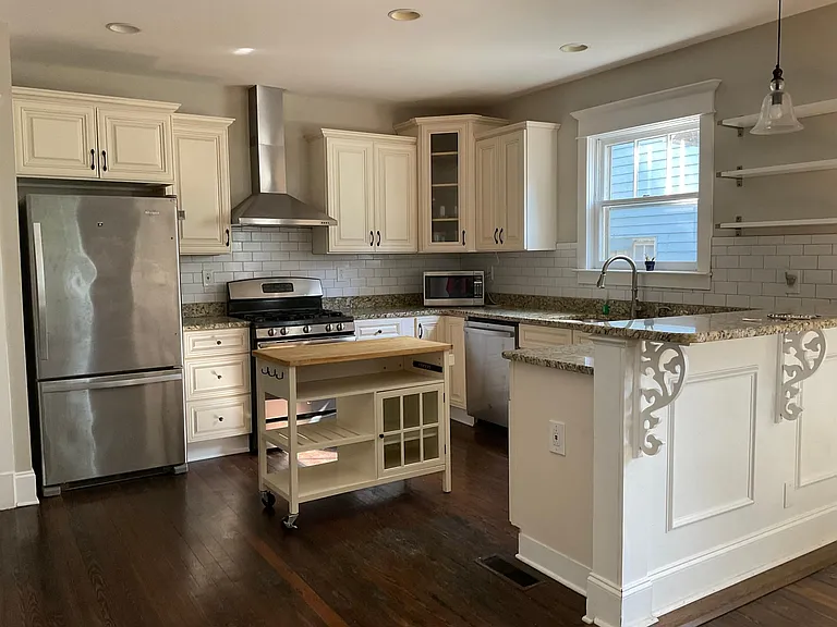Kitchen with a mobile island