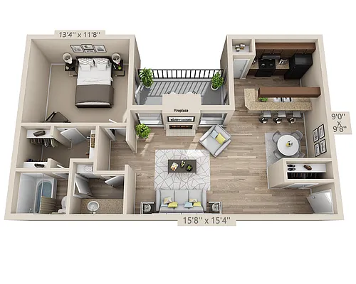 Floor plan One Bedroom A1BCW
