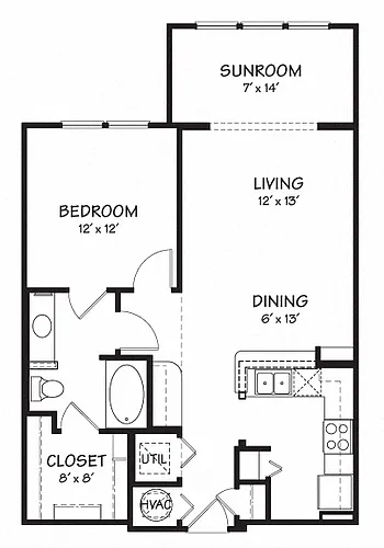 Floor plan One A with Sunroom