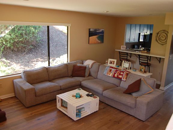 Living room with updated floors