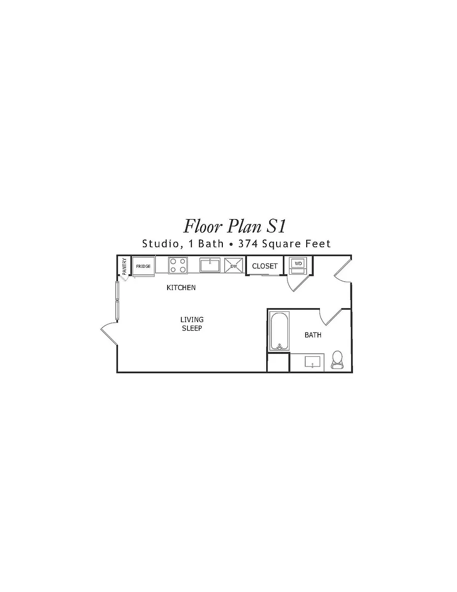 Floor plan Junior One-Bedroom S1