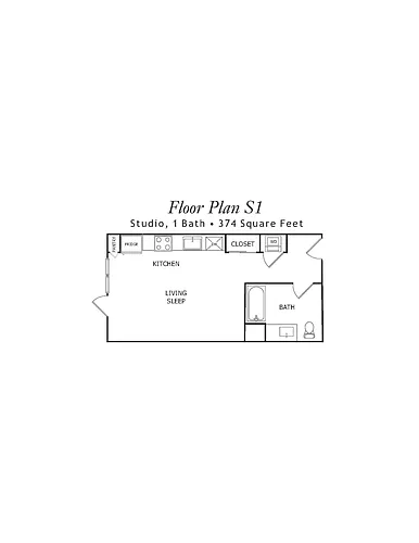 Floor plan Junior One-Bedroom S1