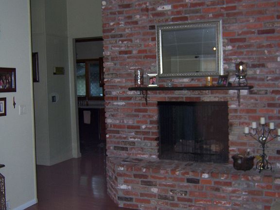brick fireplace