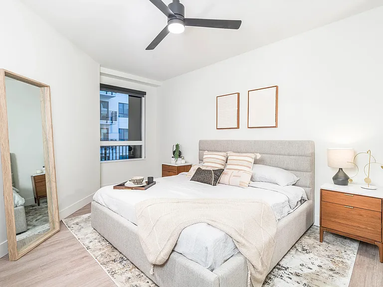 Experience comfort and style at Modera Golden Triangle. Revel in spacious bedrooms with large custom closets, designed for your ultimate relaxation.