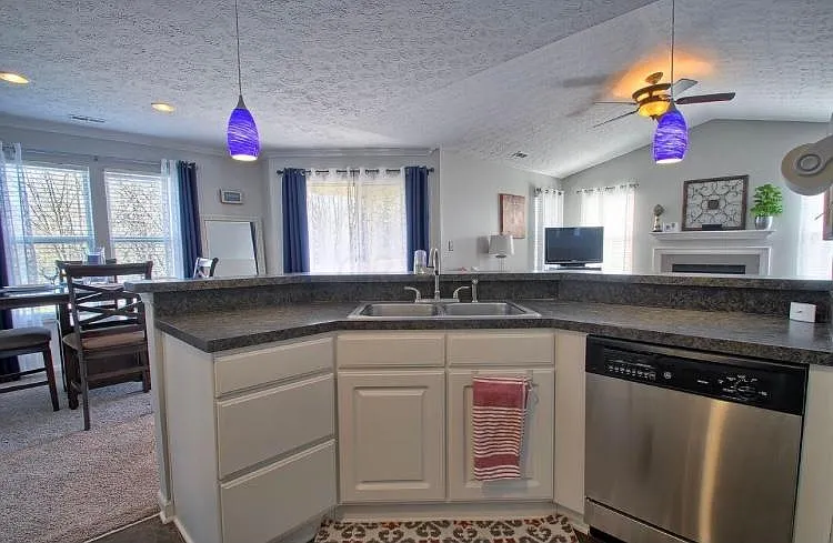 Stainless steel dishwasher and in-sink disposal.