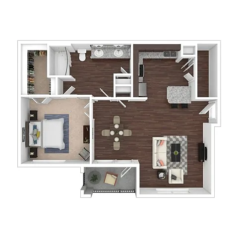 Floor plan One Bedroom One Bath A3