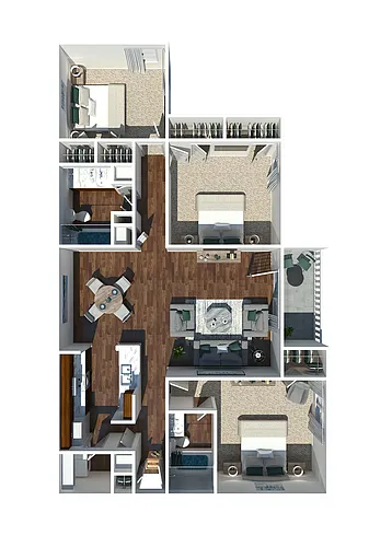 Floor plan 3 bedroom - Income Restrictions