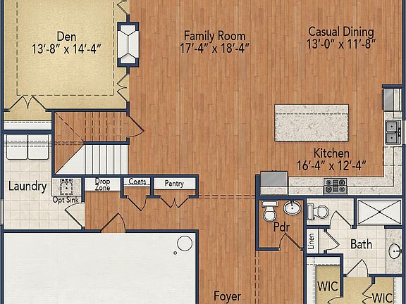 First Floor Elevation with Guest Suite or Flex Room