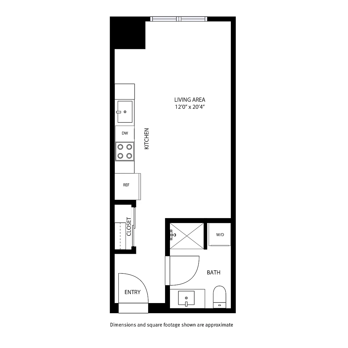 Floor plan Studio / 1 Bath